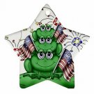 Frogs Star Shaped Porcelain Ornaments or Wall Decor Fourth of July Design NEW