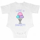 Life Is Sweet Ice Cream Sundae Infant Baby Creeper One Piece Outfit 12 mos. NEW