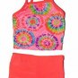 Tie Dye Design Swim Suit Toddler Infant 2 Pc Swimwear (24 mos) Bright Orange NEW
