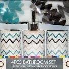 Sawtooth Zig Zag Design 4 Pc Ceramic Bath Ensemble NEW Sawtooth Zig Zag Design 4 Pc Ceramic Bath Ensemble NEW