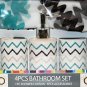 Sawtooth Zig Zag Design 4 Pc Ceramic Bath Ensemble NEW