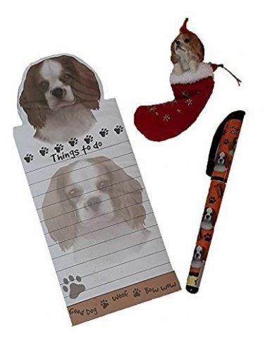 King Charles Dog Gift Set with Matching Ornament, Magnetic Notepad & Pen NEW