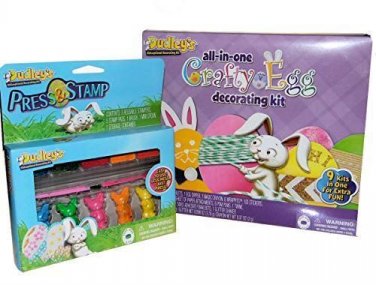Blue Skies Plus Egg Decorating Craft Kit with Color Tablets, Glitter, Stickers,