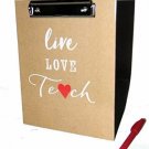 Folding Brown Vinyl clipboard w Lined Tablet Inside, Pocket and Pen Teacher NEW