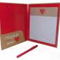 Folding Brown Vinyl clipboard w Lined Tablet Inside, Pocket and Pen Teacher NEW