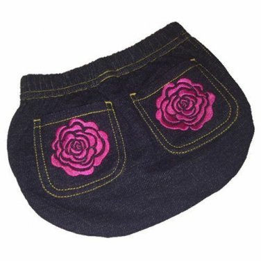 Rose Bum Diaper Cover Denim Western Look with Pink Roses (6-12 months) NEW