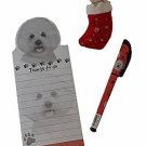 Bichon Frisa Dog Gift Set with Matching Ornament, Magnetic Notepad & Pen NEW