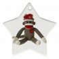 Sock Monkey Star Shaped Porcelain Ornament or Wall Decor Christmas NEW