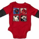 Red Cute Jungle Animals Long Sleeve Baby Infant Outfit Creeper NEW