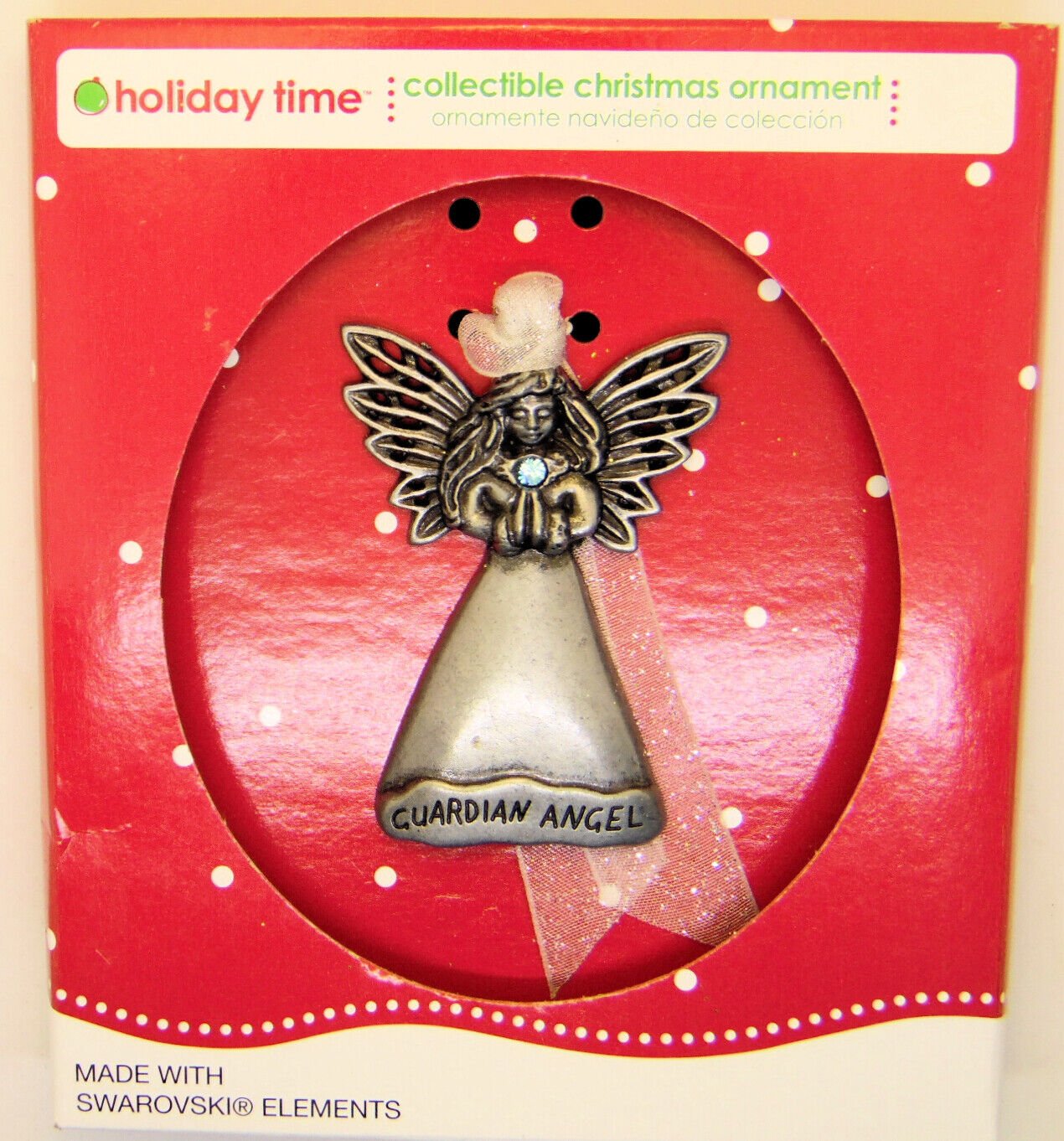 Pewter Guardian Angel Christmas Tree Ornament NEW in box 2 1/2 inch