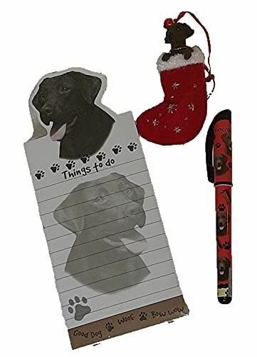 Chocolate Lab Dog Gift Set w Matching Ornament, Magnetic Notepad & Pen NEW