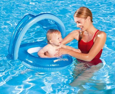 Covered Swimming Pool Lake Float Baby Care Seat Blue -  NEW - UV 50+ UPF