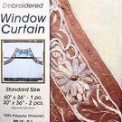 3 piece Beige Floral Embroidered Kitchen Tier and Swag Curtain Set -NEW Sealed