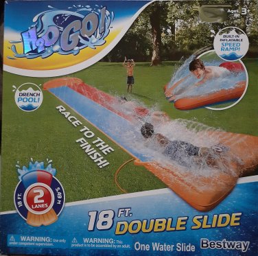 Double Lane Inflatable Water Slide w Speed Ramp & Splash Landing 18 FT Long NEW