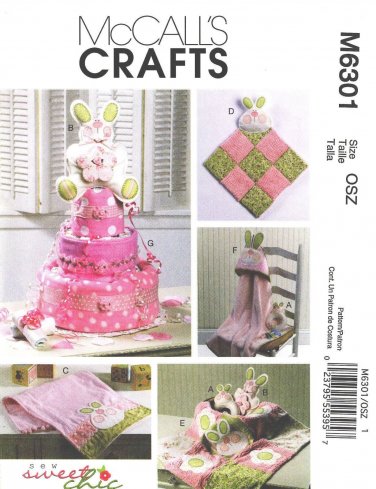 McCall's Patterns M6301 Diaper Cake, Burp Cloth, Blankie, Blanket, Towels NEW