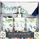 Footprints Beach Names Design 4 Pc Ceramic Bath Ensemble & Shower Curtain NEW