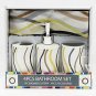 Wavy Stripes Design 4 Piece Ceramic Bathroom Bath Ensemble NEW