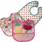Baby Infant Pocket PEVA Plastic Bib Set, Fruit Designs, PVC Free  set of 3 NEW