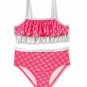 Toddler Girl Flower Shimmer Tiered Ruffle Top 2 Pc Swimsuit Bikini NEW