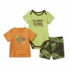 Dinosaur T Rex Design Baby Boy Outfit Set T Shirt, Shorts and Creeper 3 Pc NEW Dinosaur T Rex Design Baby Boy Outfit Set T Shirt, Shorts and Creeper 3 Pc NEW