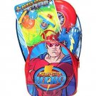 Super Hero Backpack Toy Gift Set, Spinning Tops, water Squirters & Frisbie NEW Super Hero Backpack Toy Gift Set, Spinning Tops, water Squirters & Frisbie NEW