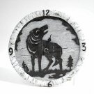 Polyresin Birch Wood Look Wall Clock with a Howling Wolf NEW Cabin Decor 10 Inch
