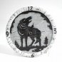 Polyresin Birch Wood Look Wall Clock with a Howling Wolf NEW Cabin Decor 10 Inch