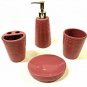 4pc Solid Ribbed Pink Bathroom Ceramic Accessory Set NEW in Box