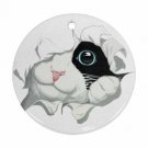Peeking Cat Round Porcelain Ornament or Wall Decor Christmas NEW Peeking Cat Round Porcelain Ornament or Wall Decor Christmas NEW