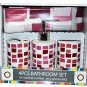Opaline Burgundy Pink Squares Design 4 PC Ceramic Bath Ensemble NEW