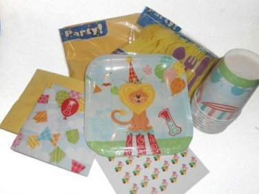 First Birthday Circus Party Pack Supplies Plates, Napkins, Flatware, Cups & More