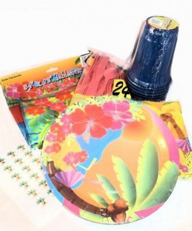 Luau Tropical Pool Beach Party Pack Supplies - Plates, Napkins, and More
