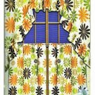 3pc Flower Ruffle Kitchen Curtain 58" Wide Linen Fabric Window Curtain NEW