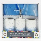 Blue Raindrops Design 4 Pc Ceramic Bath Bathroom Ensemble NEW