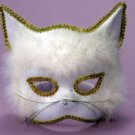 Venetian White Cat with Marabou Feathers Mask