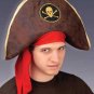 Pirate Tricorn Hat with Skull & Crossbones-Black