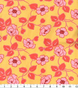 Stone Hill Collection -Tutti Frutti - Outlined Flowers On Yellow - Pattern #1328012 - 1 yard