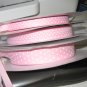 3/8" - Swiss Dots - Grosgrain Ribbon - Pink With White Dots - 5 yards