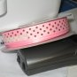 5/8" - Swiss Dots - Grosgrain Ribbon - Pink With Brown Dots - 5 yards