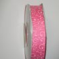 7/8" - Printed Swirly Grosgrain Ribbon - Hot Pink With Pearl Pink Swirls - 5 yards