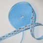 3/8" - Crowns & Bunny - Grosgrain Ribbon - Blue with Pink Crowns - 5 yards