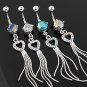 Navel Ring CZ Pave Gemed heart Belly Dangle + FREE GIFT