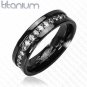 Solid Titanium Wedding Ring With IP Stones