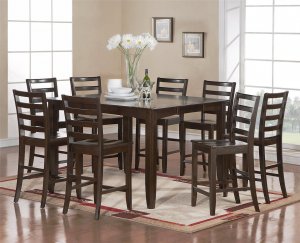 Fairwinds 9-PC Square Counter Height Set in Cappuccino -Dimension:54'x54"x36. SKU#: F9-CAP-W