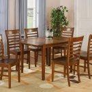 Milan Dinette Kitchen Set, Table 36"x 54" with 6 Chairs in Saddle Brown Finish SKU# MILA7-SBR-W