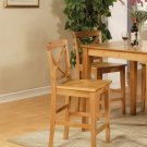 Set of 2 Pub counter height stools with wood seat in oak finish. SKU#: PBS-OAK-W