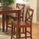 Set of 2 Pub counter height stools with wood seat in brown finish. SKU#: PBS-BRN-W