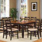 Parfait 9-Pc Dining Set- Dining Set, Table w/8 upholstered in Black & Cherry. SKU: PA9-BLK-C