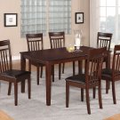 7PC CAPRI KITCHEN SET TABLE with 6 FAUX LEATHER SEAT CHAIRS IN MAHOGANY -SKU# C7S-MAH-LC