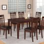 7PC CAPRI KITCHEN SET TABLE with 6 FAUX LEATHER SEAT CHAIRS IN MAHOGANY -SKU# C7S-MAH-LC